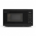 A clean, frontal photo of the empty Sharp SMC0760KBC black microwave against a white background.