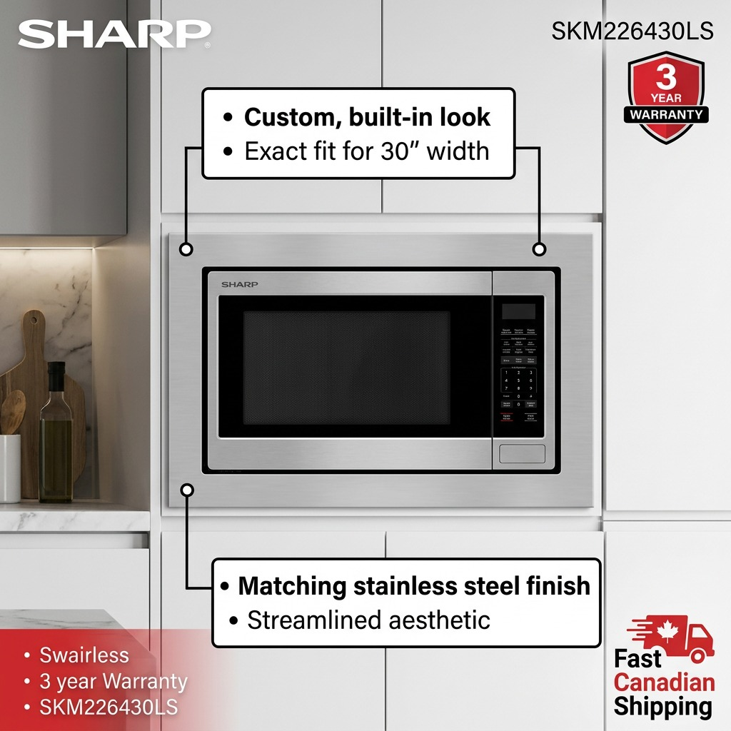Feature graphic showing the stainless steel trim kit installed, highlighting benefits and fast Canadian delivery.