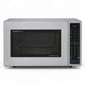 Front-facing studio shot of the SHARP Carousel Convection Microwave in stainless steel, set against a pristine white background with sharp details and realistic lighting for e-commerce.