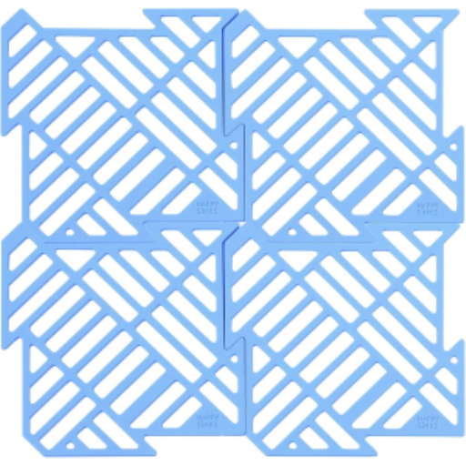 Happy Sinks 4-Piece Modular Puzzle Sink Mat - Lake Blue Silicone