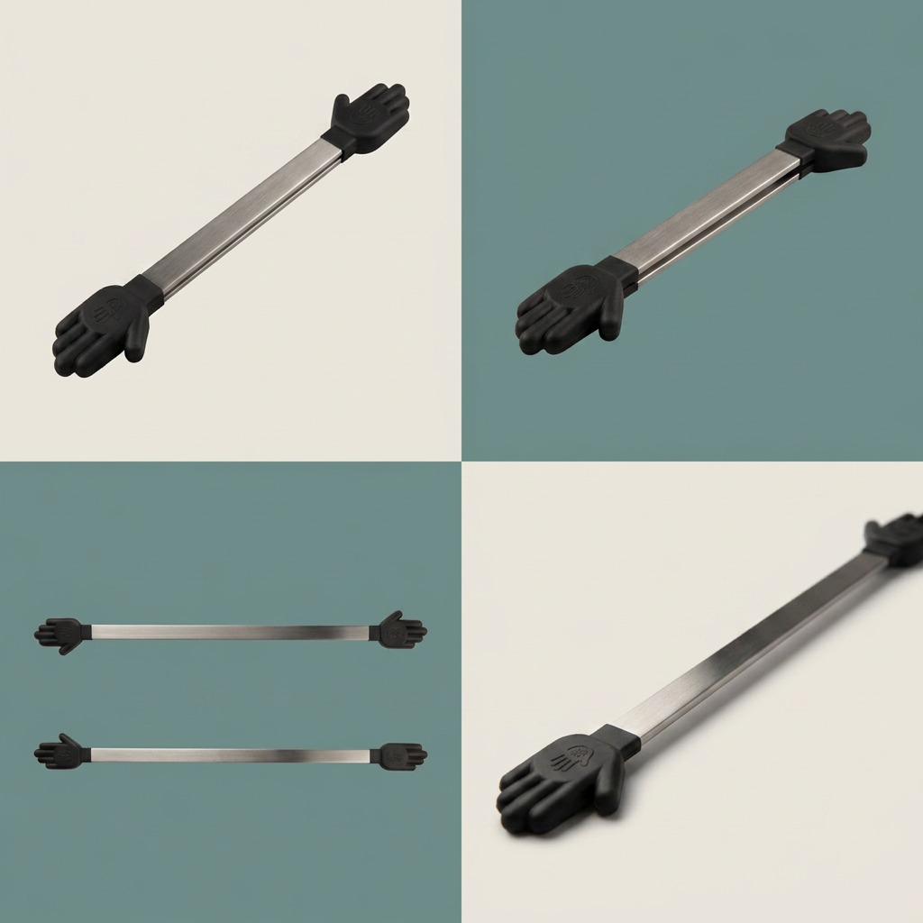 Four-panel view of the Happy Sinks Wunderbar over-sink rack showing various angles and lengths.