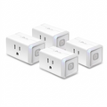 A high-resolution product shot of four TP-Link Kasa Smart Wi-Fi Plug Lite units, identical to image_0.png, arranged neatly on a seamless white background.