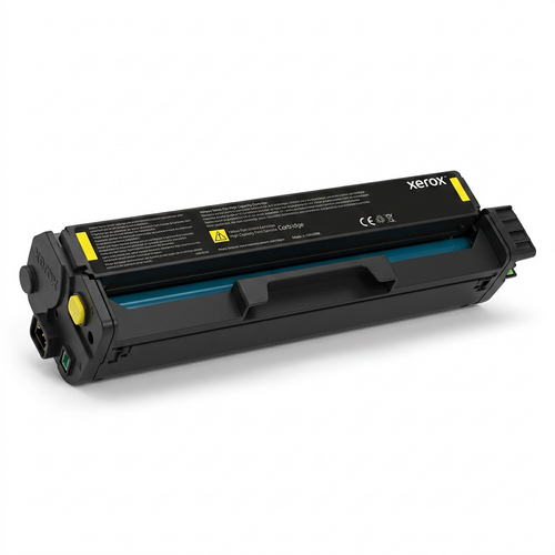 A high-resolution photo of the Xerox 006R04394 Yellow Toner Cartridge, as shown in the reference image, cleanly centered on a pure white background with realistic shadows. The Xerox logo on the cartridge is visible.