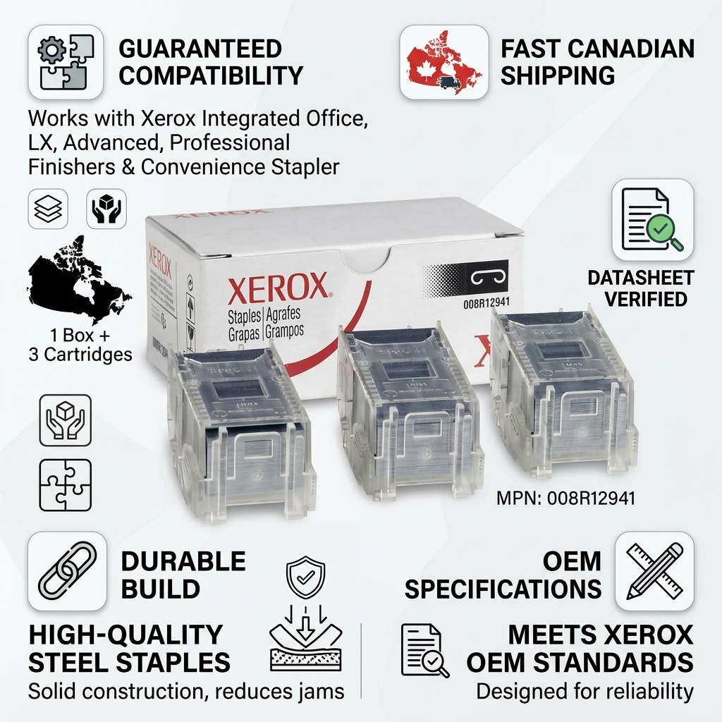 Trust infographic for Xerox 008R12941, featuring product features and Canadian shipping symbols.