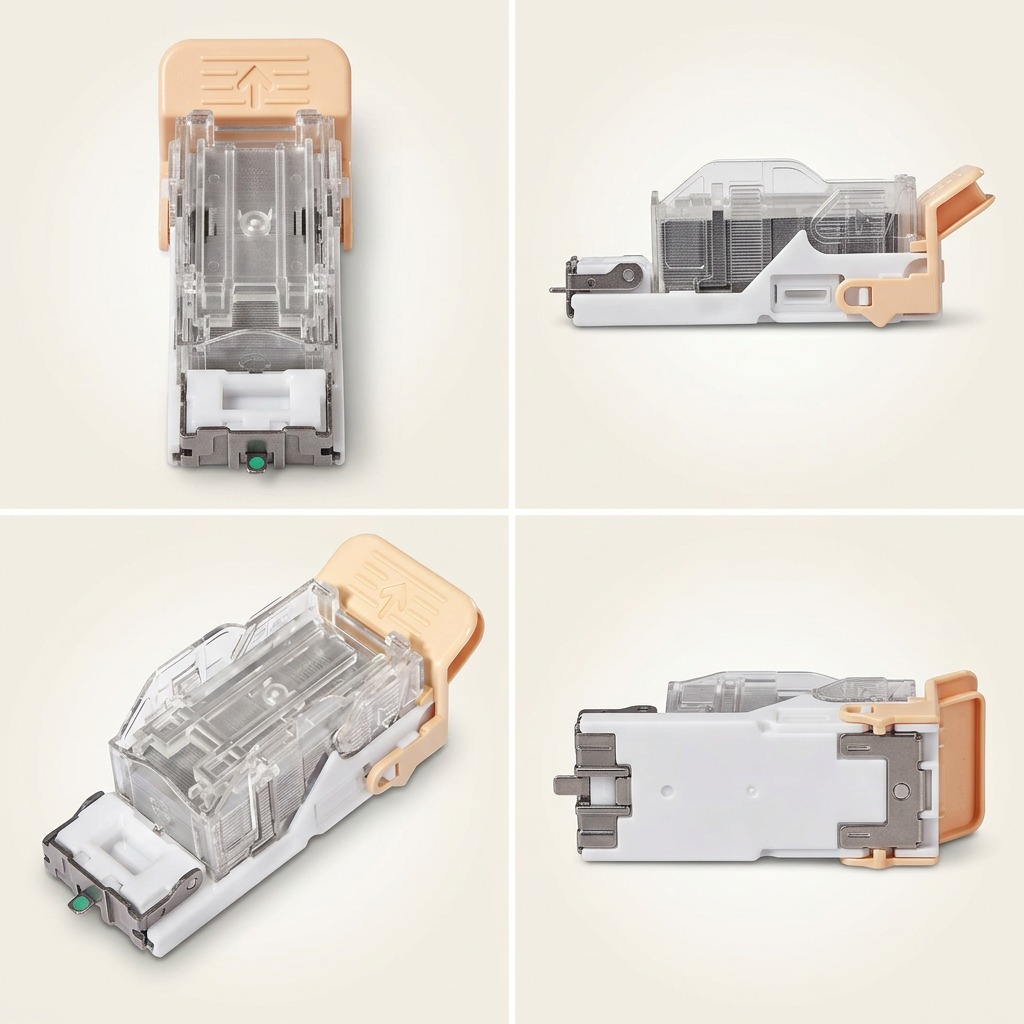 Four-way matrix showing Xerox 008R12964 staple cartridge from multiple distinct angles on a clean background.