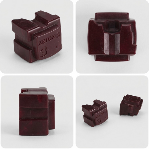 Xerox ColorQube magenta solid ink stick matrix displaying the same part in four different orientations.