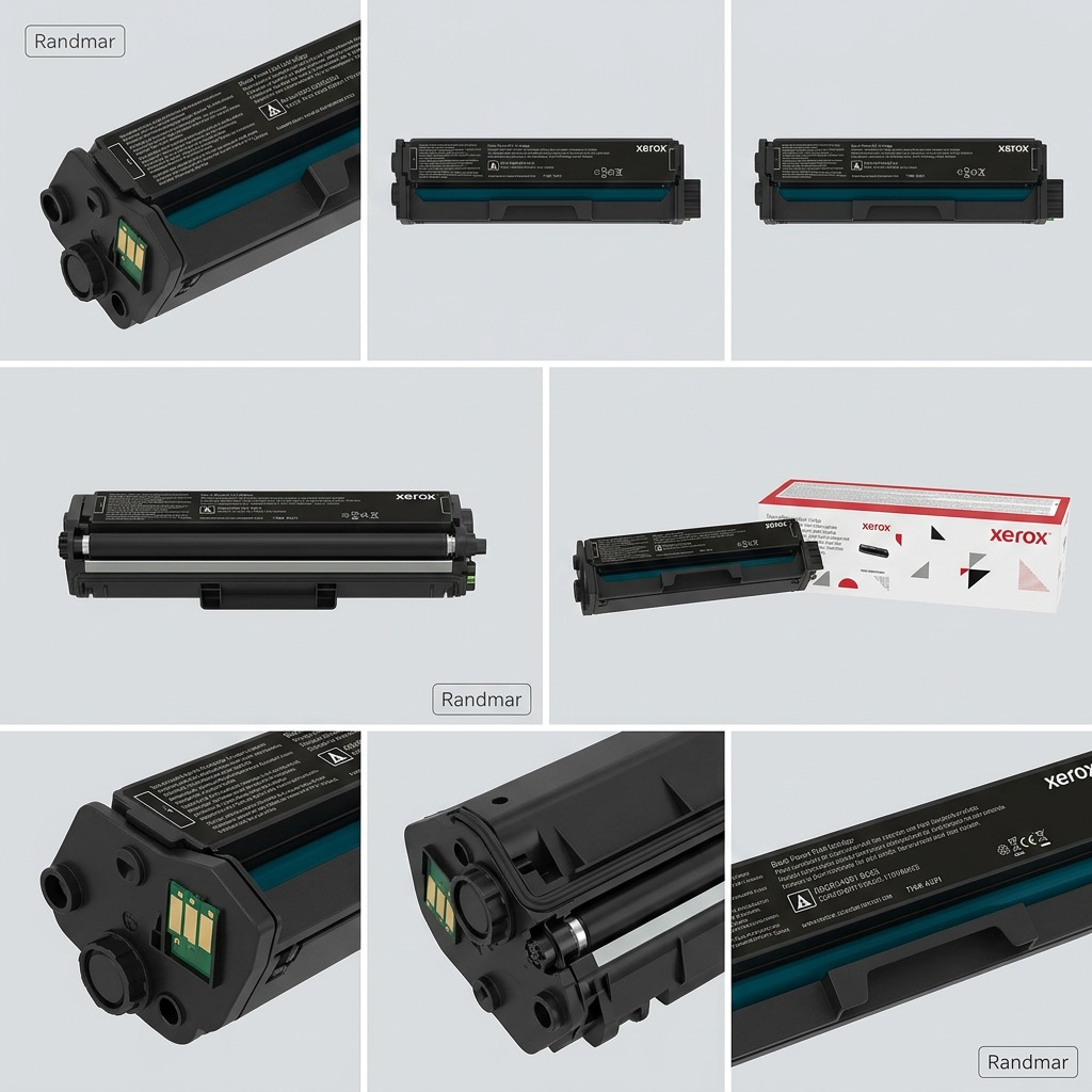 Multi-angle view grid of the Xerox 006R04391 Black HC Print Cartridge for C230/C235.