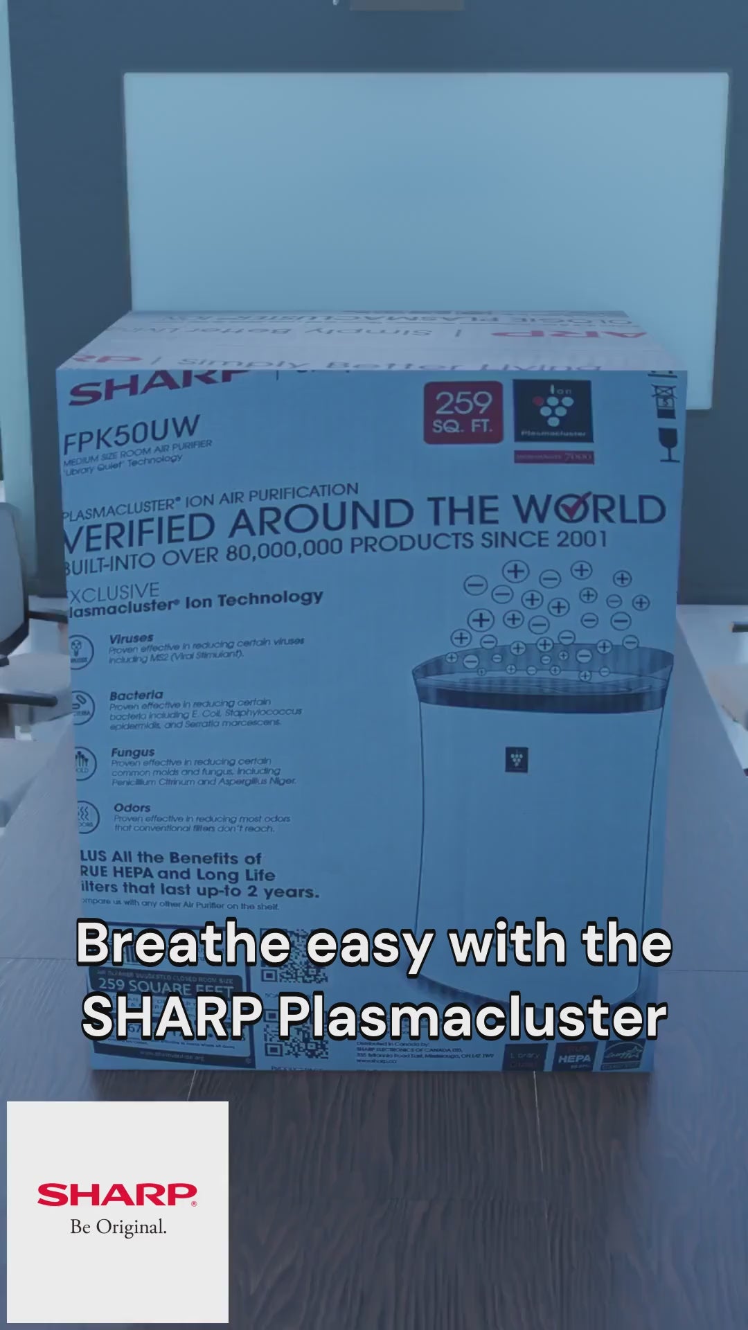 SHARP FPK50UW Plasmacluster Ion Air Purifier ? True HEPA 259 sq. ft.